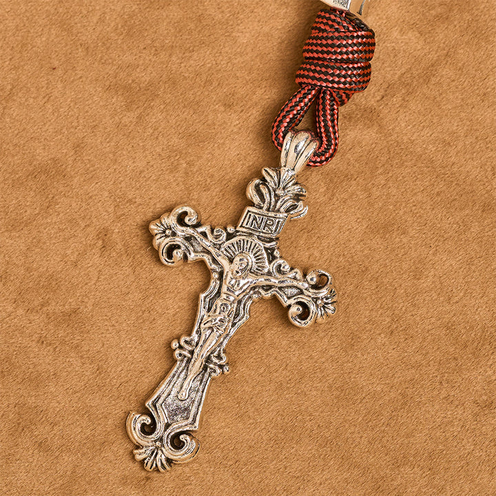 Christianartworkshop Warrior's Devotion Deep Red Paracord Rosary with St. Michael the Archangel - image 9