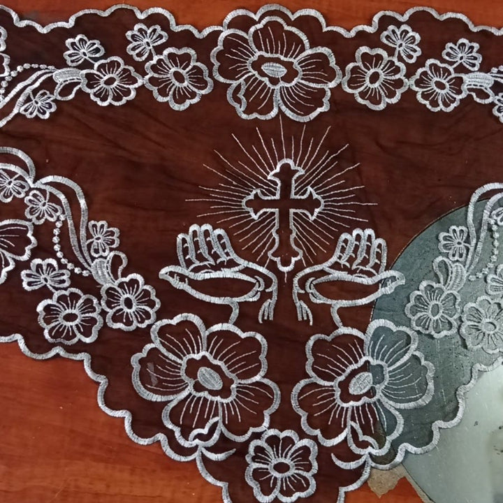 Christianartworkshop Elegant Blessed Lace Chapel Veil with Cross and Praying Hands - image 5