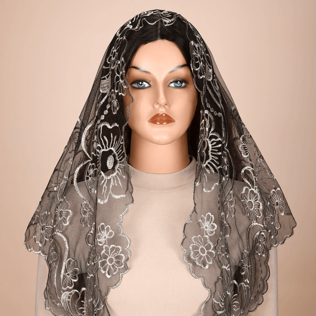 Christianartworkshop Elegant Blessed Lace Chapel Veil with Cross and Praying Hands - image 2
