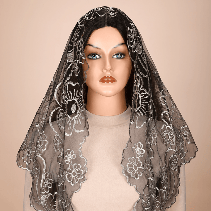 Christianartworkshop Elegant Blessed Lace Chapel Veil with Cross and Praying Hands - image 2