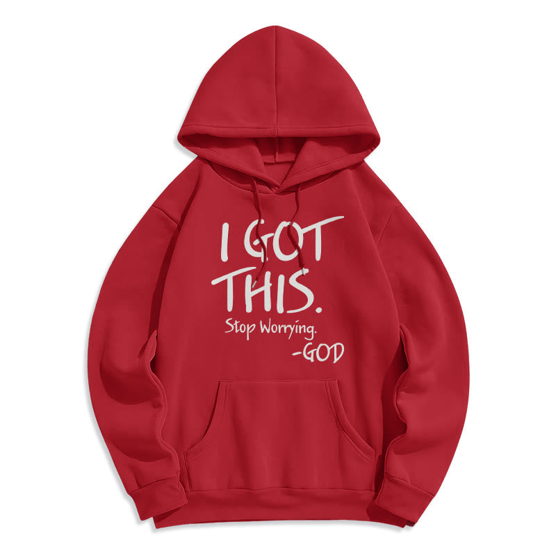 Christianartworkshop I GOT THIS - GOD Inspirational Faith Fleece Lined Polyester Hoodie - Red - 2XL - image 2