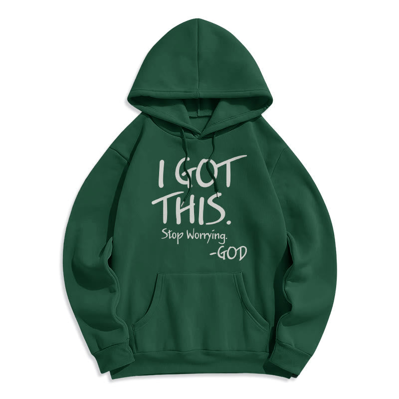 Christianartworkshop I GOT THIS - GOD Inspirational Faith Fleece Lined Polyester Hoodie - Green - 2XL - image 8