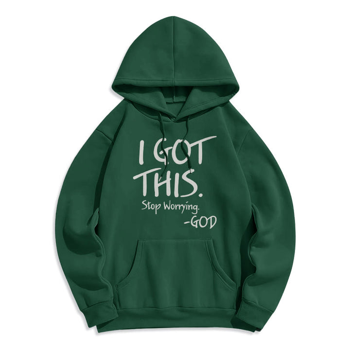 Christianartworkshop I GOT THIS - GOD Inspirational Faith Fleece Lined Polyester Hoodie - Green - 2XL - image 8