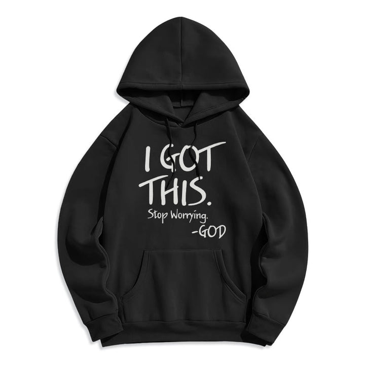 Christianartworkshop I GOT THIS - GOD Inspirational Faith Fleece Lined Polyester Hoodie - Black - 2XL - image 5