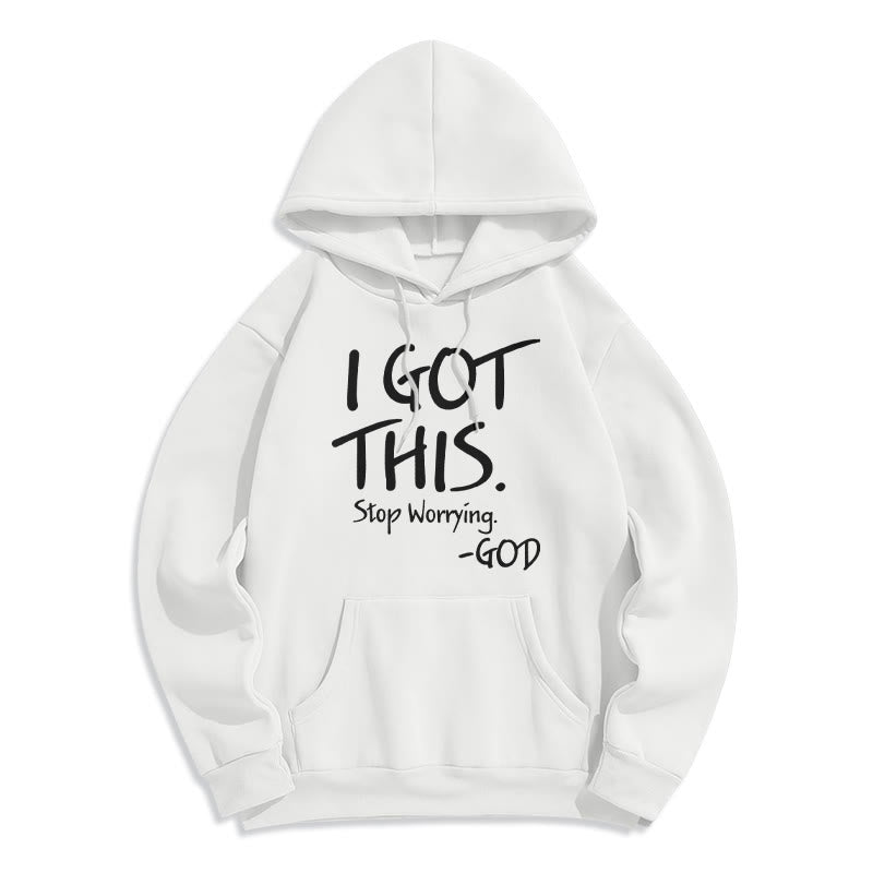 Christianartworkshop I GOT THIS - GOD Inspirational Faith Fleece Lined Polyester Hoodie - White - 2XL - image 3