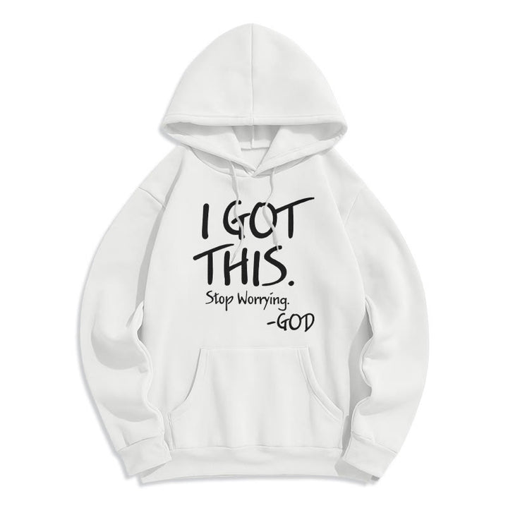 Christianartworkshop I GOT THIS - GOD Inspirational Faith Fleece Lined Polyester Hoodie - White - 2XL - image 3