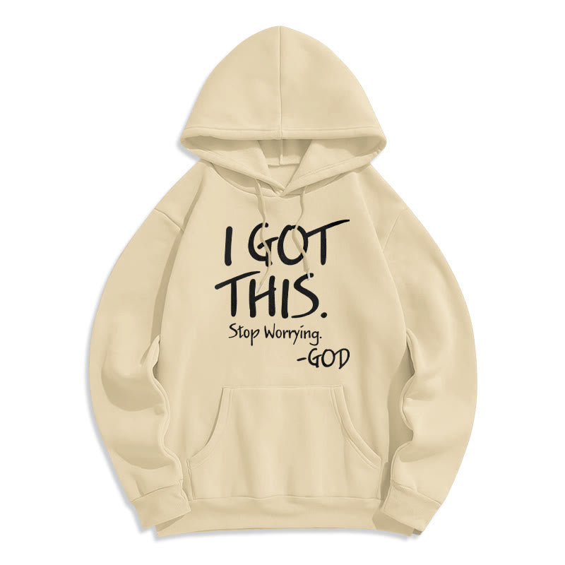Christianartworkshop I GOT THIS - GOD Inspirational Faith Fleece Lined Polyester Hoodie - Beige - 2XL - image 6