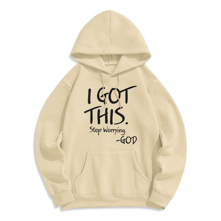 Christianartworkshop I GOT THIS - GOD Inspirational Faith Fleece Lined Polyester Hoodie - Beige - 2XL - image 6