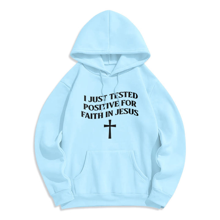 Christianartworkshop I Just Tested Positive For Faith In Jesus Cross Fleece Lined Polyester Hoodie - Blue - 2XL - image 8