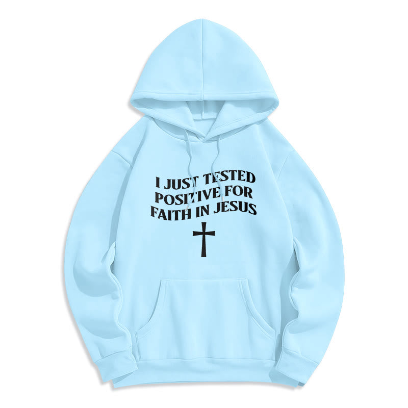 Christianartworkshop I Just Tested Positive For Faith In Jesus Cross Fleece Lined Polyester Hoodie - Blue - 2XL - image 7