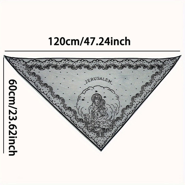 Christianartworkshop Sacred Grace Black and White Jerusalem Chapel Veil with Virgin and Child - image 5