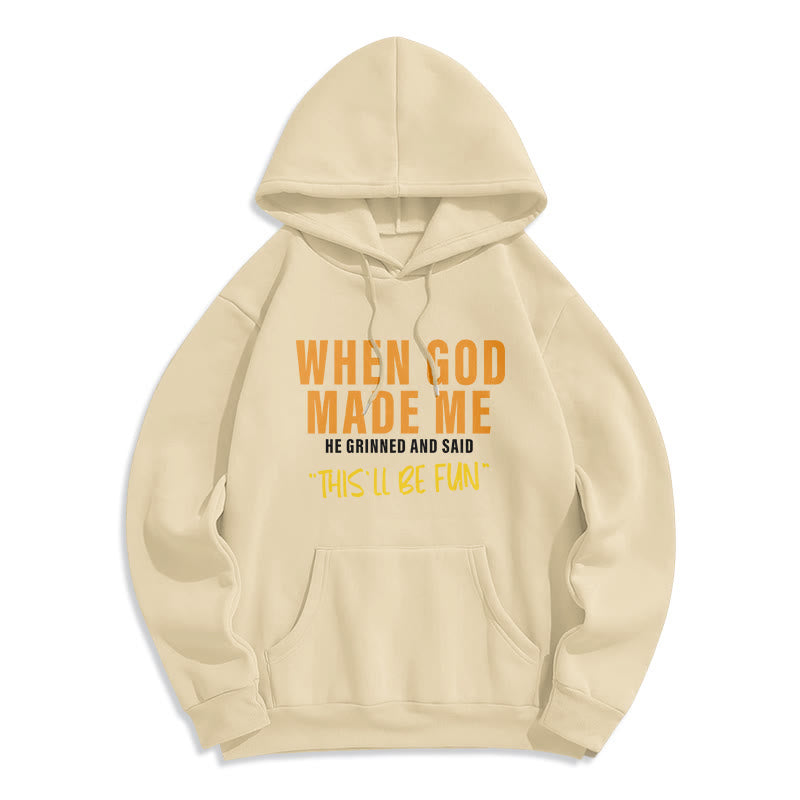 Christianartworkshop Fun - Filled God's Creation of Me Faith Story Fleece Lined Polyester Hoodie - Beige - 2XL - image 5
