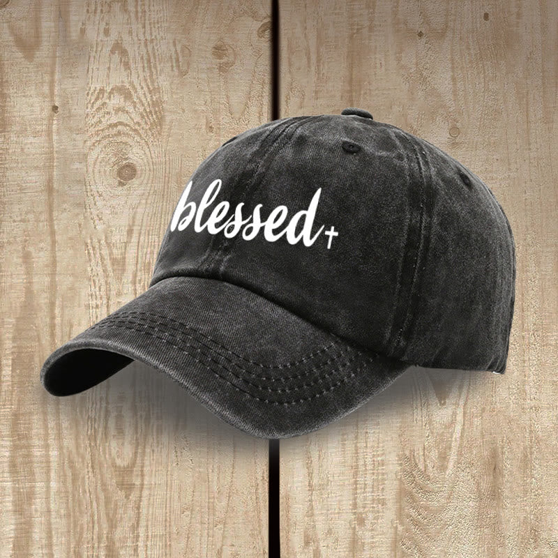 Christianartworkshop Streetwear Style Blessed Unisex Distressed Washed Cotton Hat - image 2