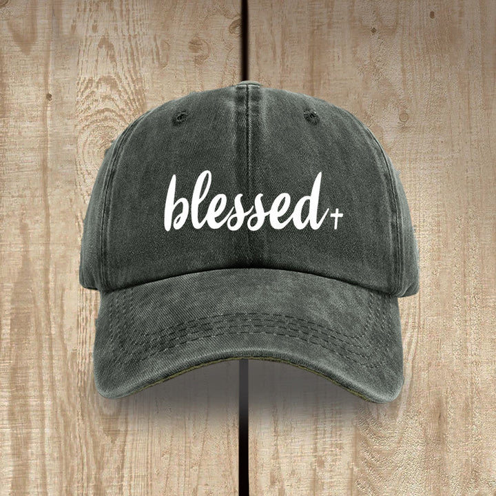 Christianartworkshop Streetwear Style Blessed Unisex Distressed Washed Cotton Hat - Grey-green - image 6