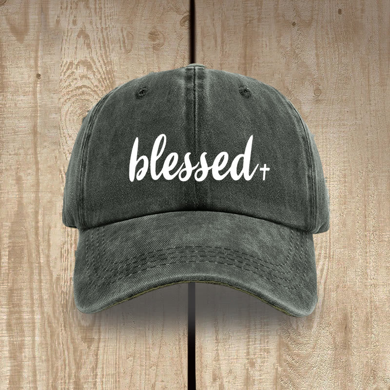 Christianartworkshop Streetwear Style Blessed Unisex Distressed Washed Cotton Hat - Army Green - image 6