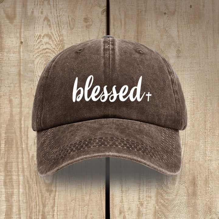Christianartworkshop Streetwear Style Blessed Unisex Distressed Washed Cotton Hat - Coffee - image 7