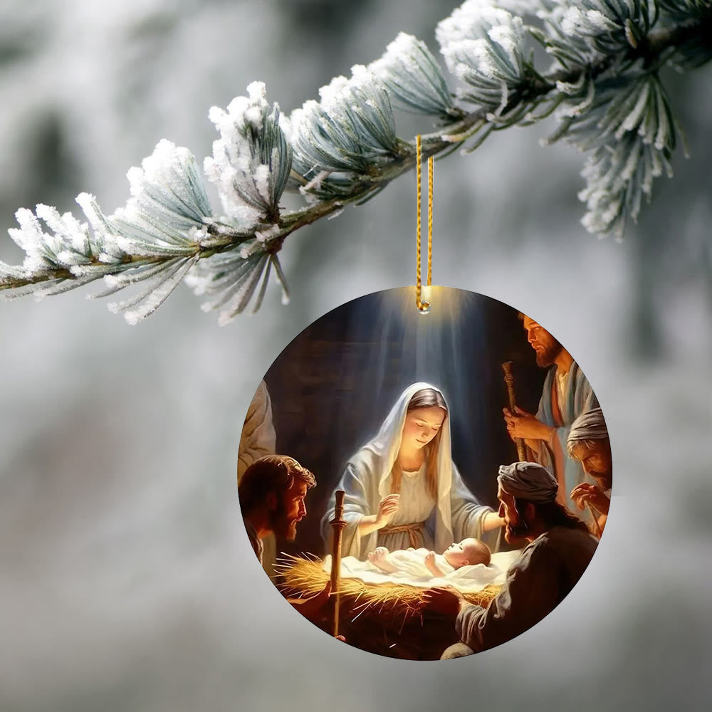 Christianartworkshop 3 Realistic Oil Painting Style Nativity Blessing Ornaments - image 10