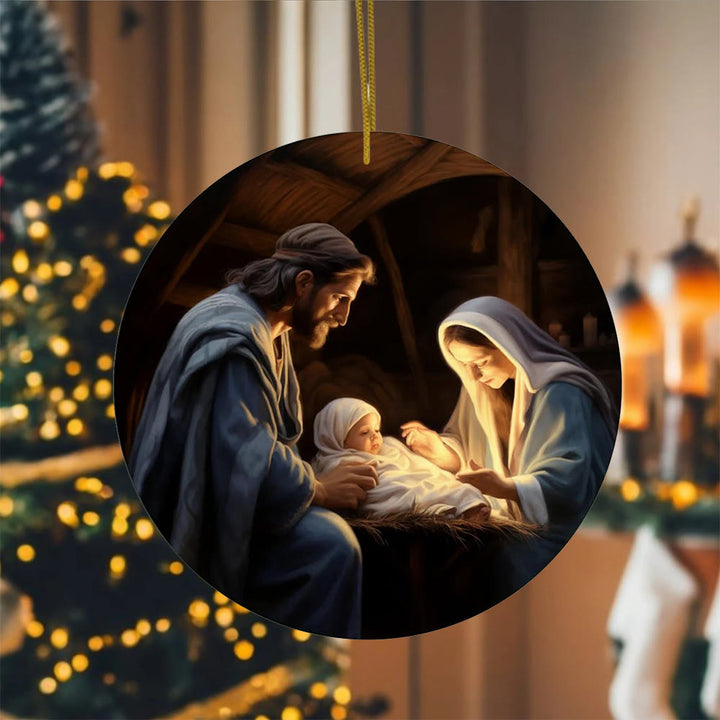 Christianartworkshop 3 Realistic Oil Painting Style Nativity Blessing Ornaments - Style 3 - Acrylic - image 13