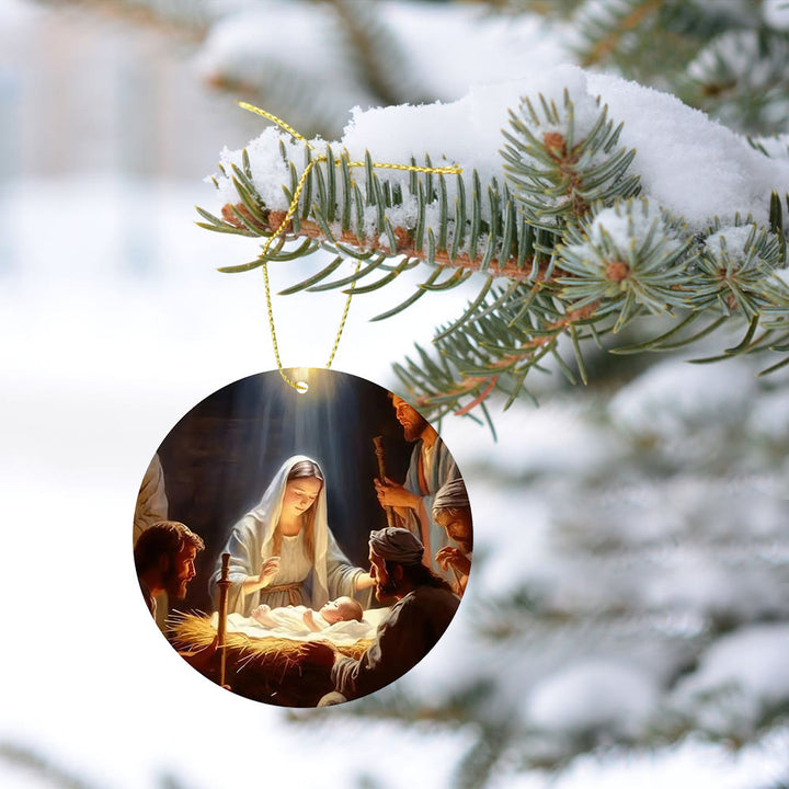 Christianartworkshop 3 Realistic Oil Painting Style Nativity Blessing Ornaments - image 11