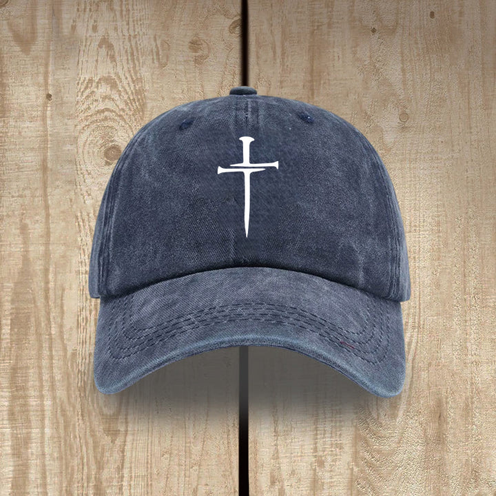 Christianartworkshop Minimalist Three Nails Cross Hat: Simplicity Meets Salvation - Navy Blue - image 5