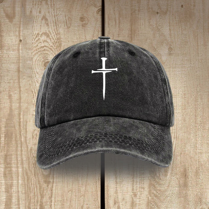 Christianartworkshop Minimalist Three Nails Cross Hat: Simplicity Meets Salvation - Black - image 0