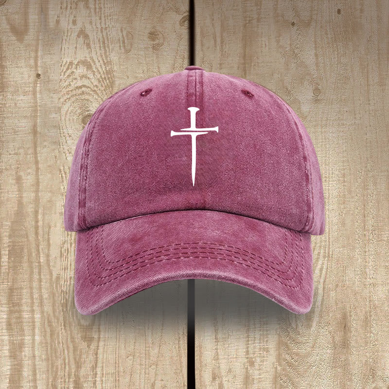 Christianartworkshop Minimalist Three Nails Cross Hat: Simplicity Meets Salvation - Wine - image 10