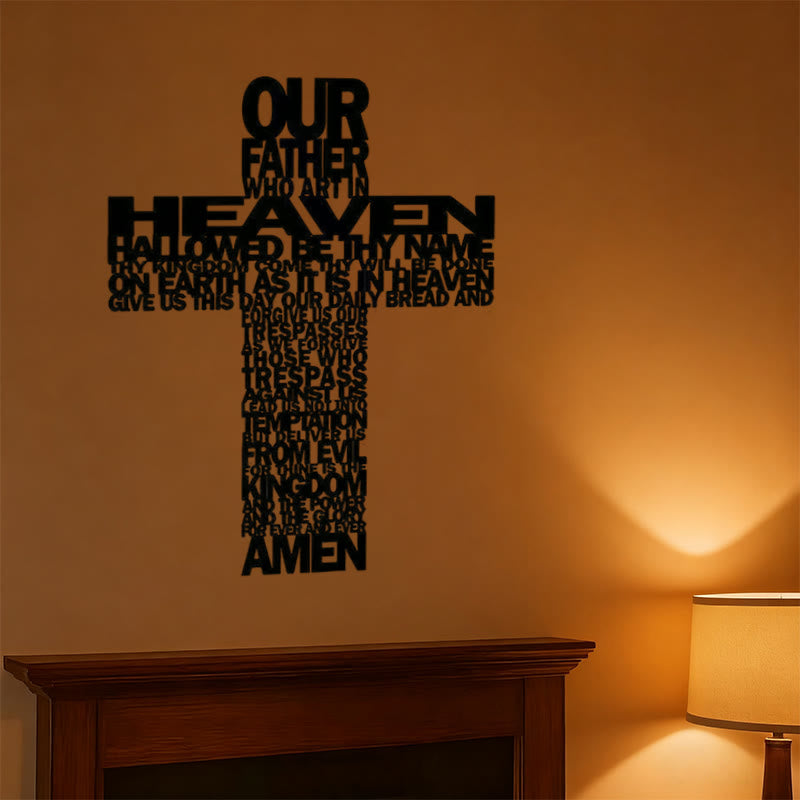 Christianartworkshop Textured Lord's Prayer Cross Metal Wall Decor with Biblical Phrases - image 1