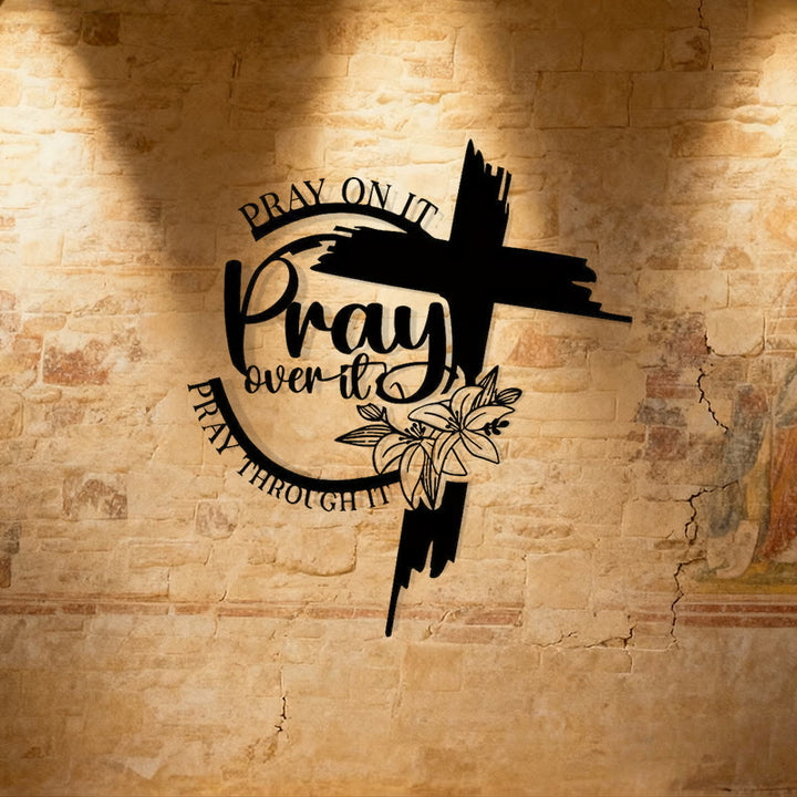Christianartworkshop Modern Style Pray Over It Quote Inspirational Metal Wall Decor - image 2