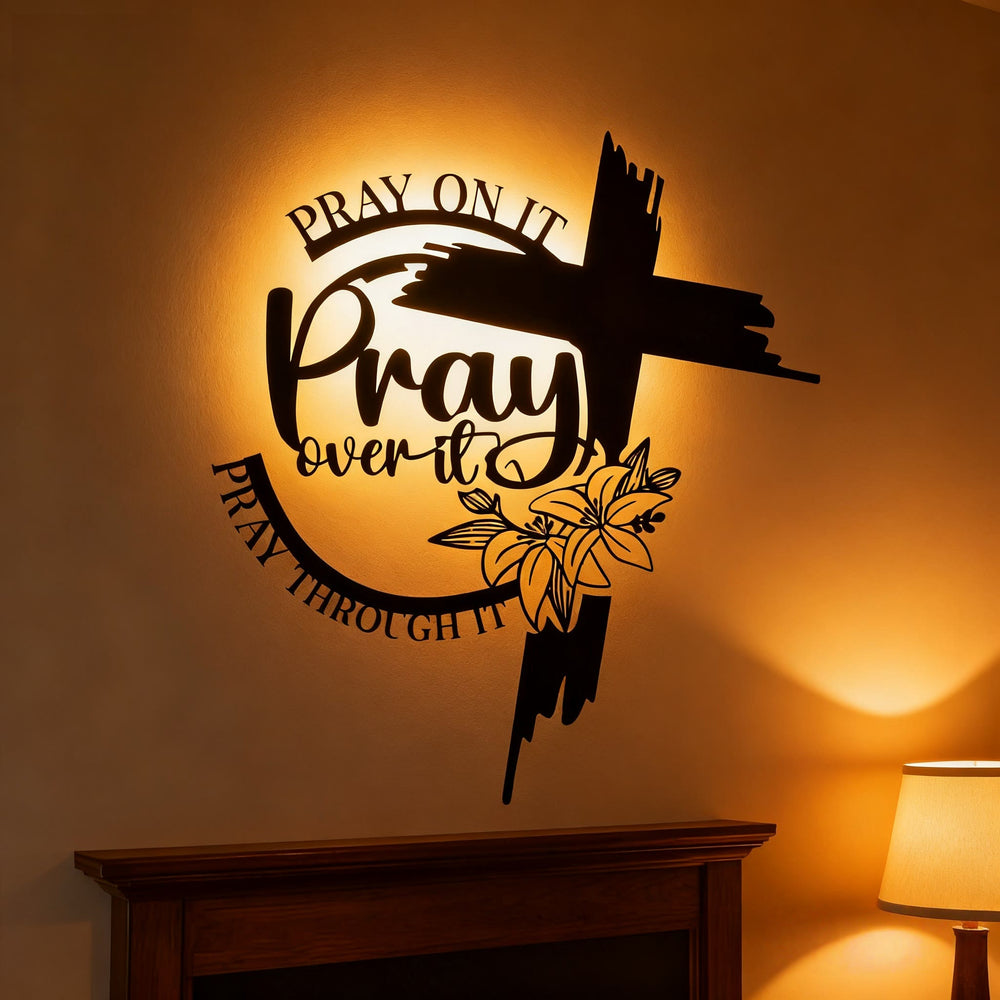 Christianartworkshop Modern Style Pray Over It Quote Inspirational Metal Wall Decor - image 1