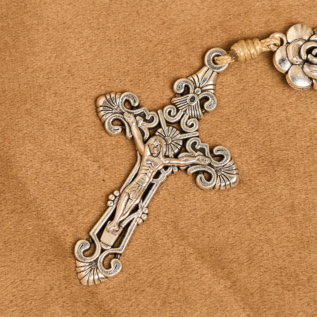 Christianartworkshop Tranquil Green Bead with Flower Charms Rosary: Full of Serenity and Blessing - image 9