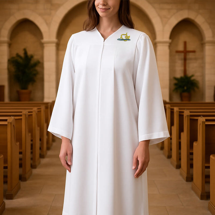 Christianartworkshop Dove of the Holy Spirit Clergy Robe in White: Embrace Purity and Divine Peace - image 0
