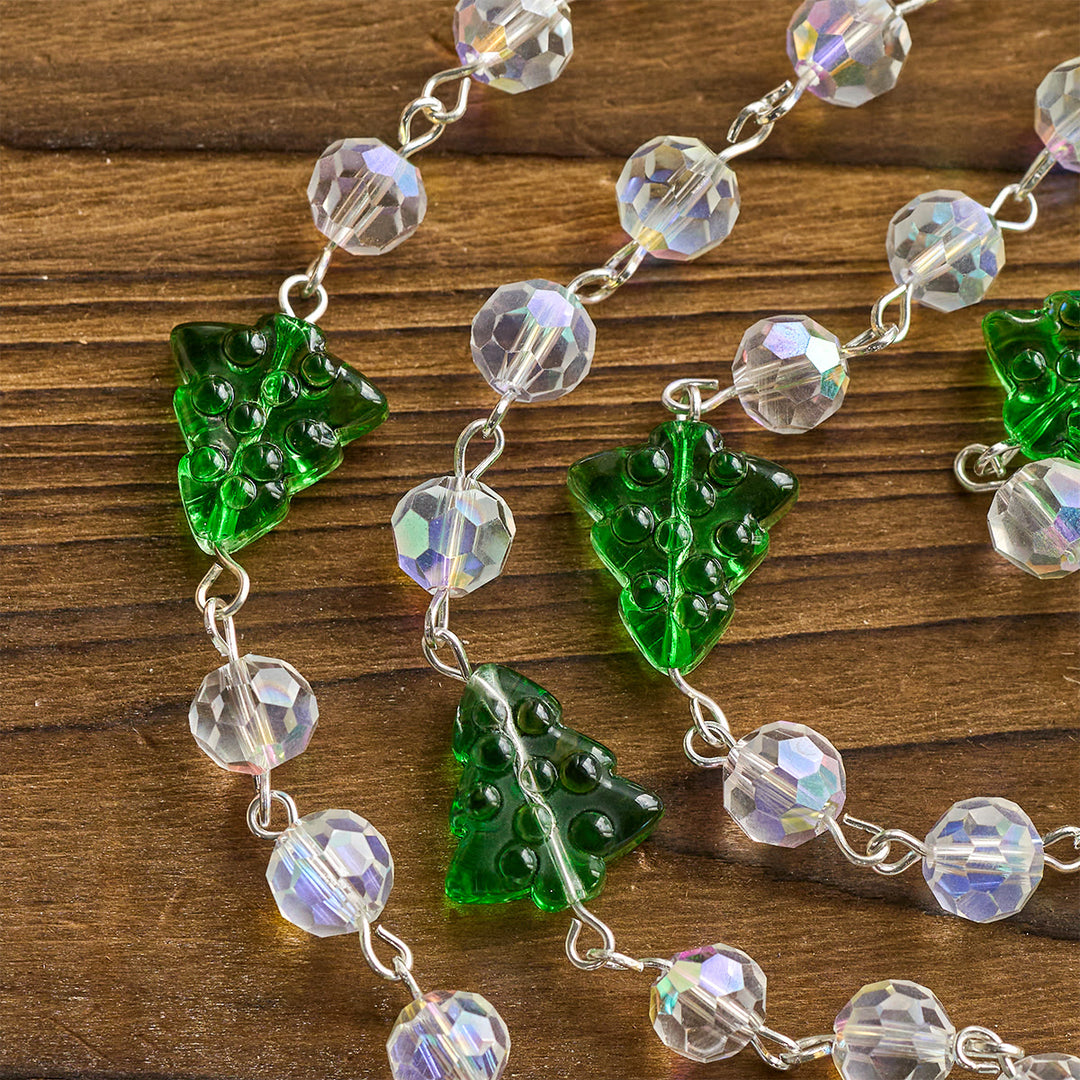 Christianartworkshop Festive Faith Rosary: Iridescent Translucent Beads & Christmas Tree Accents - image 8