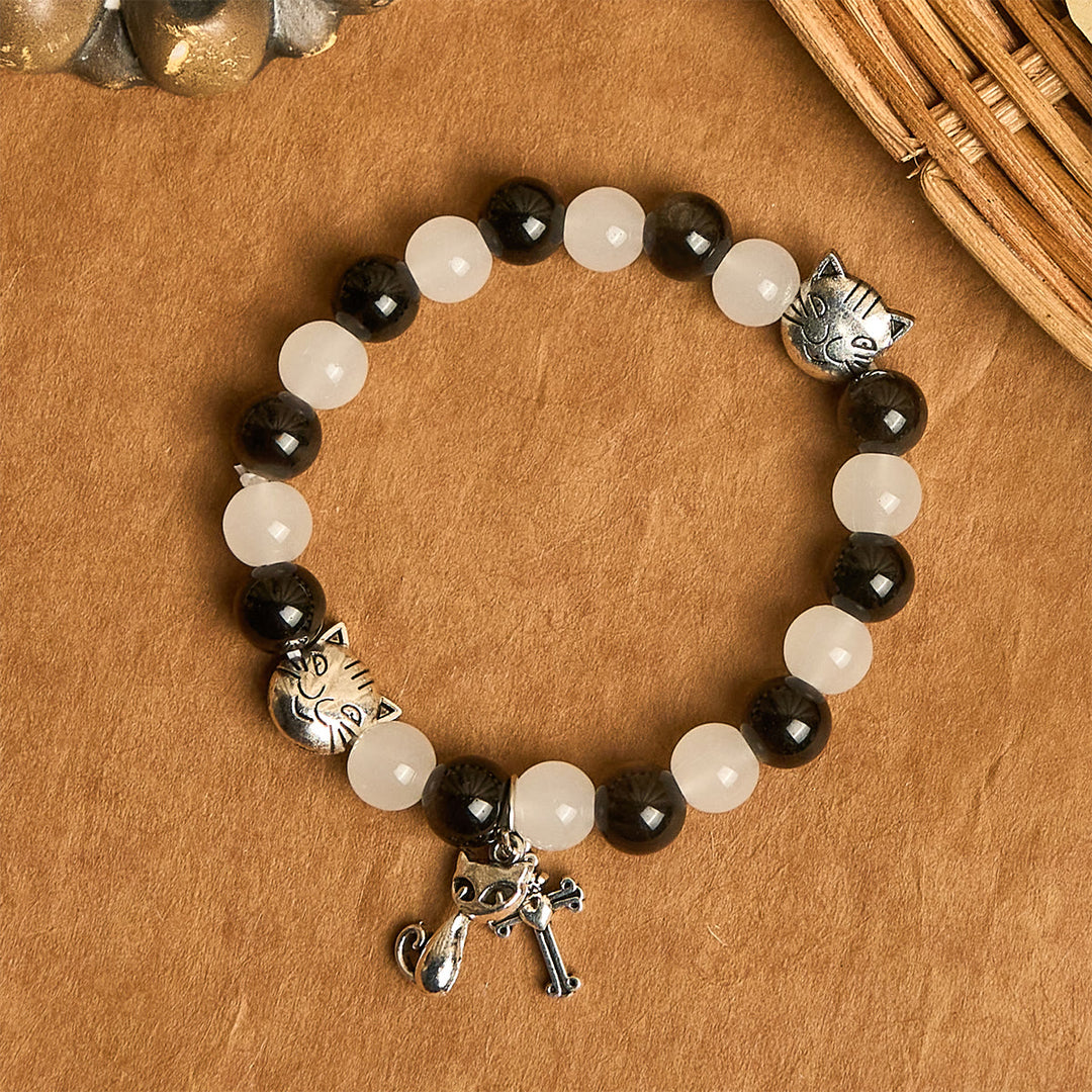Christianartworkshop Our Lady's Blessing with Black & White Cow Cat Beads Animal Bracelet - image 4