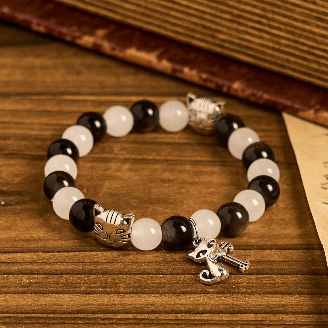 Christianartworkshop Our Lady's Blessing with Black & White Cow Cat Beads Animal Bracelet - image 5