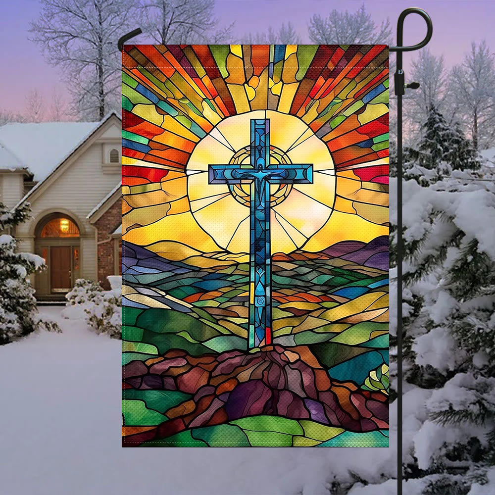 Christianartworkshop Stained Cross Garden Flag: Vibrant Religious Faith Decor - image 2