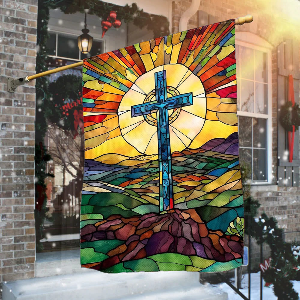 Christianartworkshop Stained Cross Garden Flag: Vibrant Religious Faith Decor - image 1
