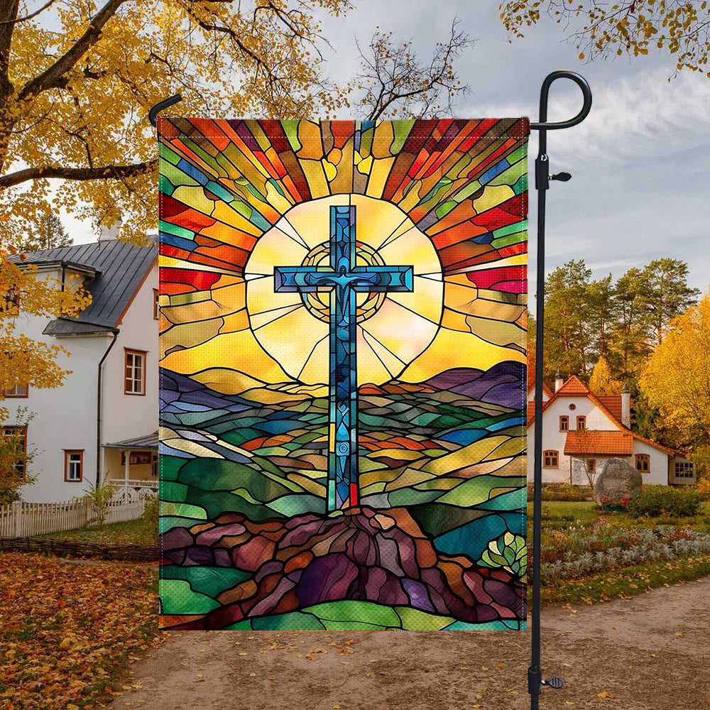 Christianartworkshop Stained Cross Garden Flag: Vibrant Religious Faith Decor - image 4