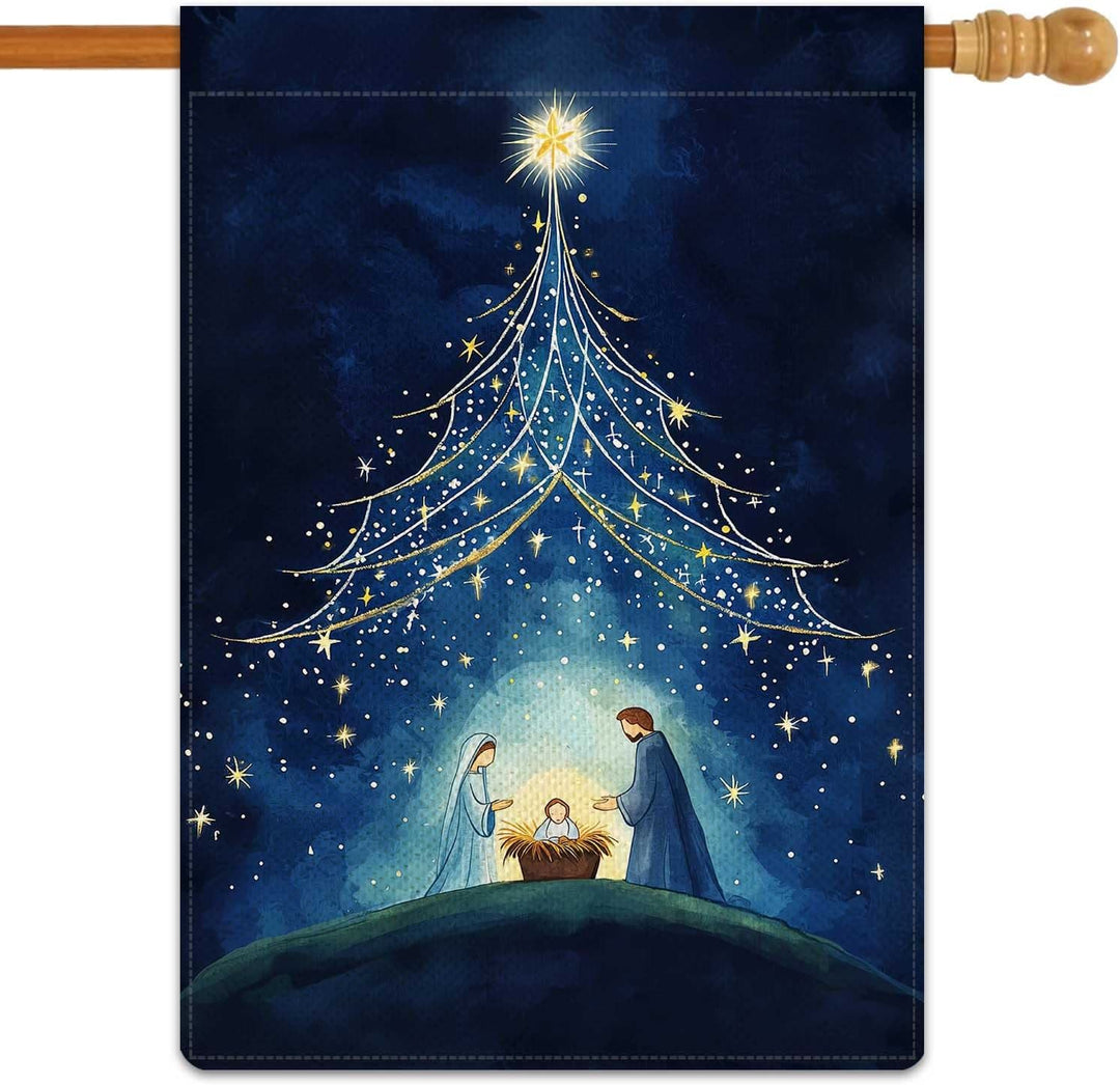 Christianartworkshop Holy Night Nativity Garden Flag: Starry Tree & Bethlehem Star Decor - image 6