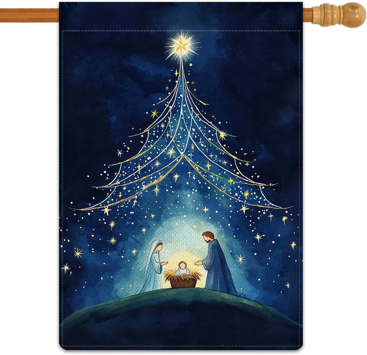 Christianartworkshop Holy Night Nativity Garden Flag: Starry Tree & Bethlehem Star Decor - image 6