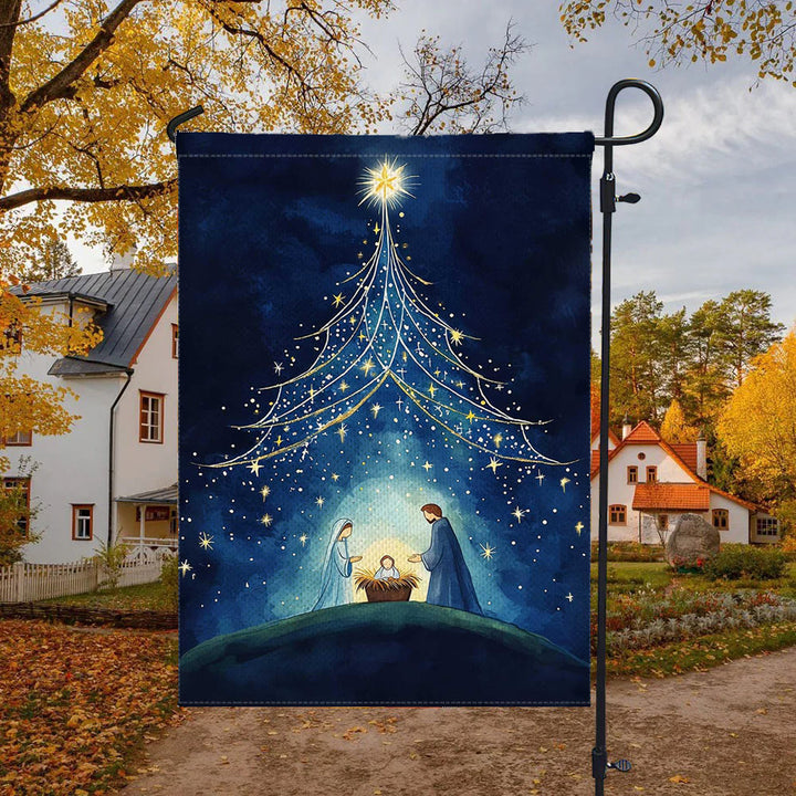 Christianartworkshop Holy Night Nativity Garden Flag: Starry Tree & Bethlehem Star Decor - image 4