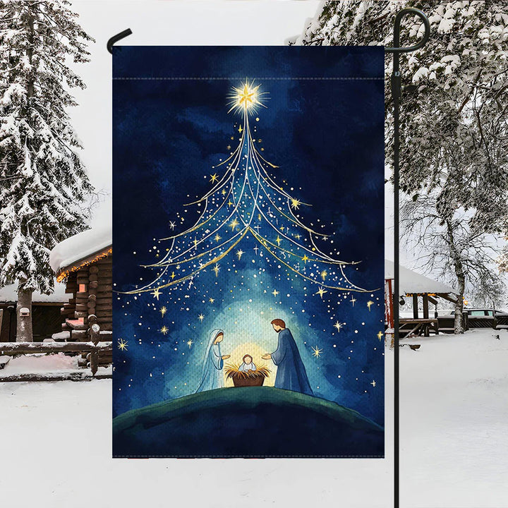 Christianartworkshop Holy Night Nativity Garden Flag: Starry Tree & Bethlehem Star Decor - image 3