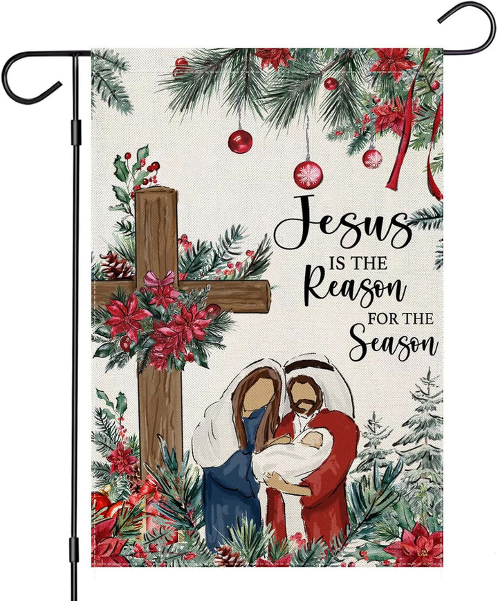 Christianartworkshop Jesus is the Reason Nativity Garden Flag: Christmas Faith Decor - image 6