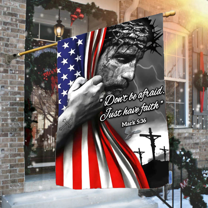 Christianartworkshop American Flag & Crucifixion Scene Garden Flag: Don’t Be Afraid Faith Decor - image 3