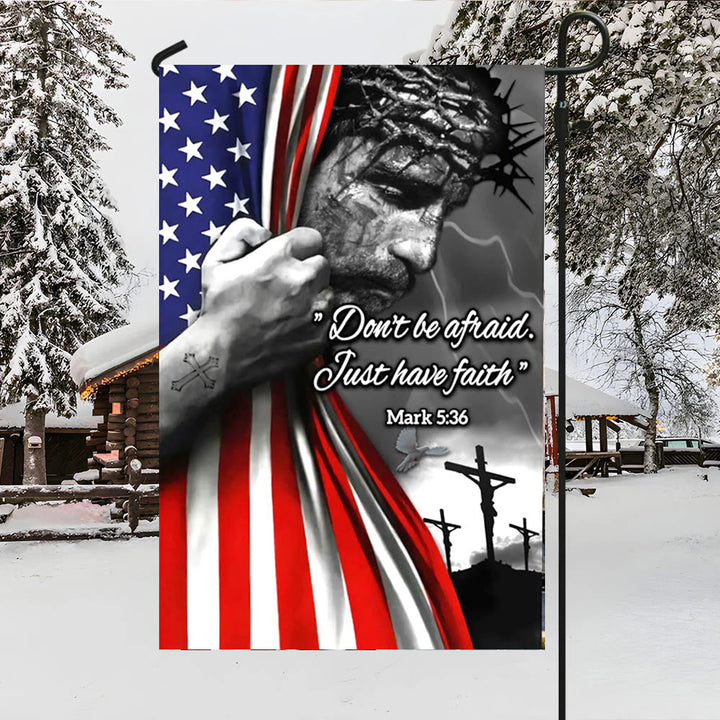 Christianartworkshop American Flag & Crucifixion Scene Garden Flag: Don’t Be Afraid Faith Decor - image 4