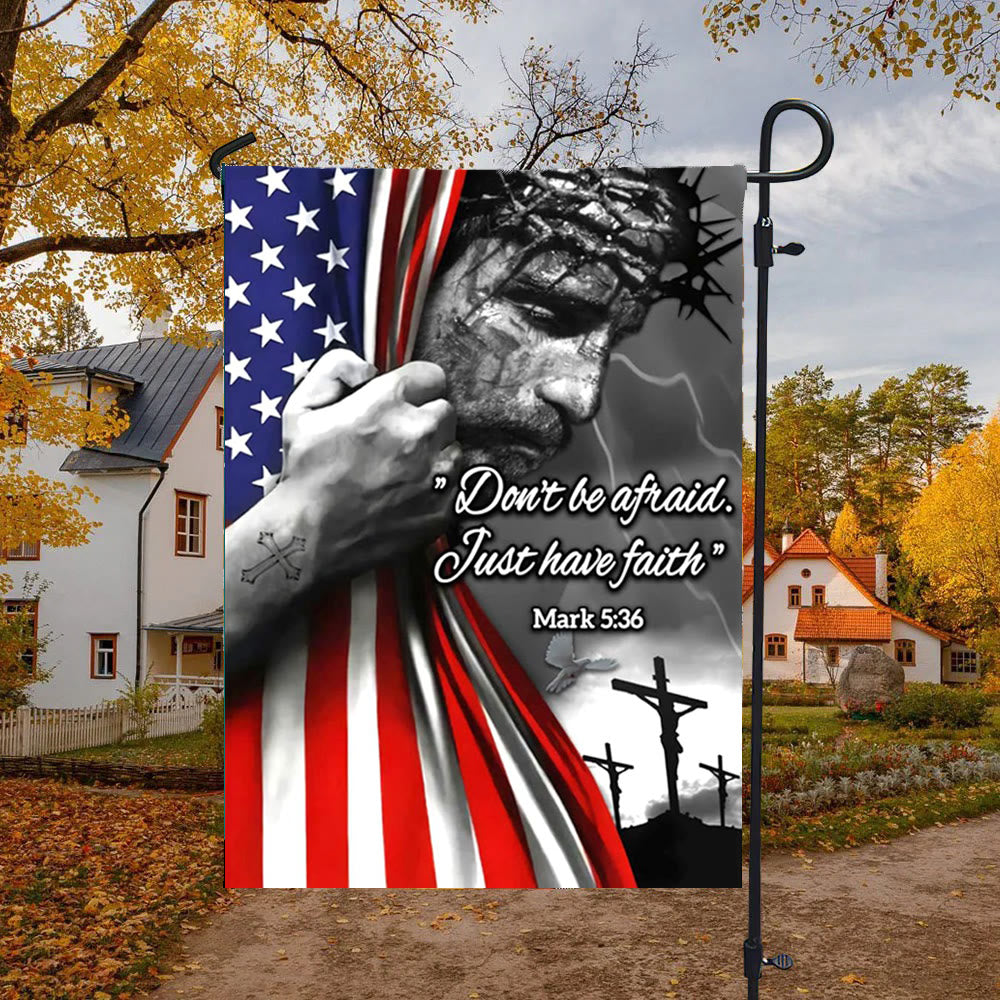 Christianartworkshop American Flag & Crucifixion Scene Garden Flag: Don’t Be Afraid Faith Decor - image 5