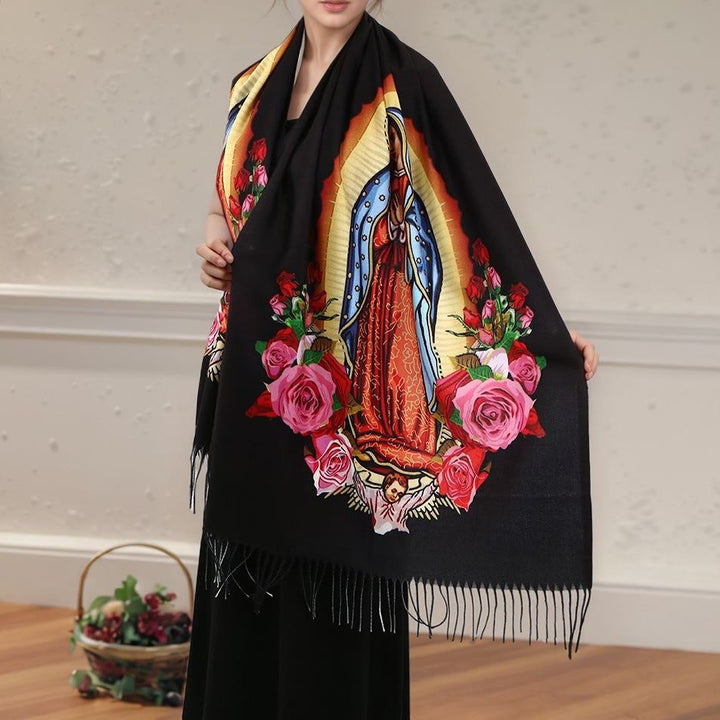 Christianartworkshop Faith-Inspired Virgin Mary Prayer Shawl: Symbol of Hope and Devotion - image 1