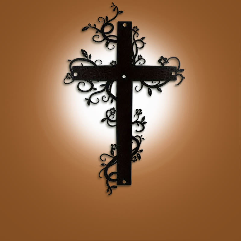 Christianartworkshop Gothic Floral Vine Cross Black Metal Wall Decor - Black - 10.04''*15.75''/25.5*40cm - image 0