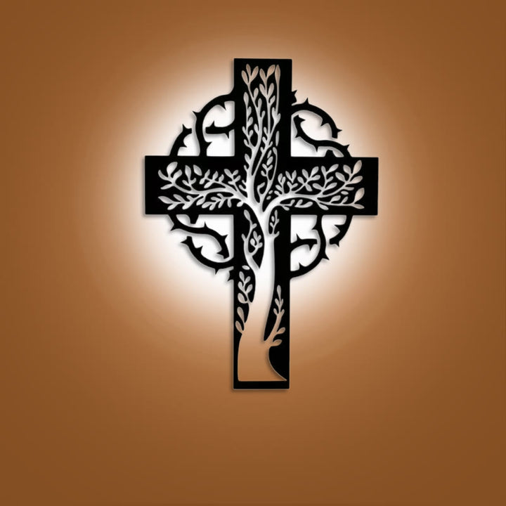 Christianartworkshop Rustic Tree of Life Cross Black Metal Wall Decor - Black - 11.02''*15.75''/28*40cm - image 0