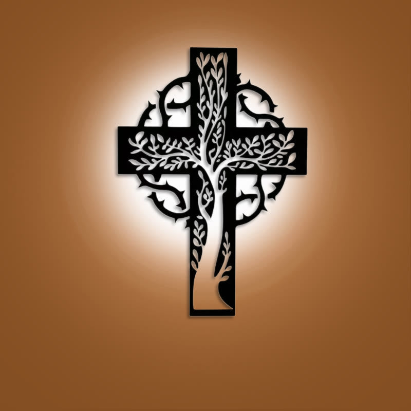 Christianartworkshop Rustic Tree of Life Cross Black Metal Wall Decor - Black - 11.02''*15.75''/28*40cm - image 0