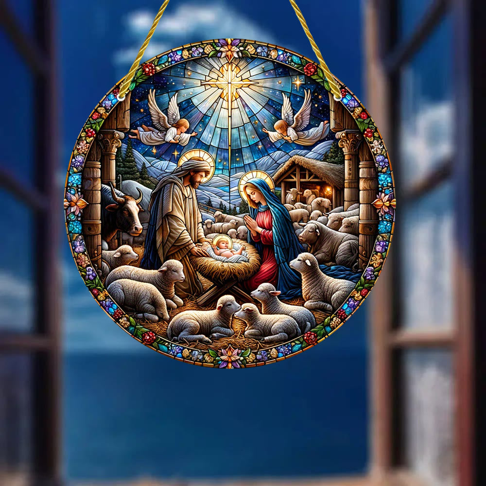 Christian Artwork Workshop Contemporary Colored Nativity Scene Hanging ...
